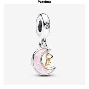 Pandora Two-tone Key & Moon Dangle Charm